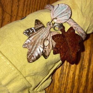 Leaf Napkin Rings - 10, Distressed Metal NWT